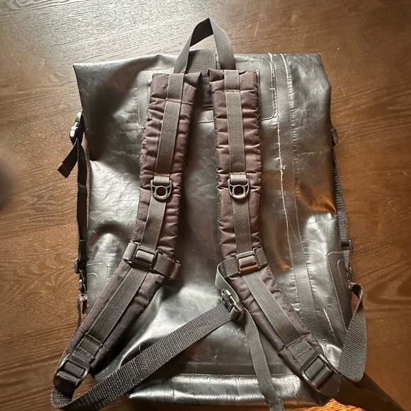 Filson Black Roll-Top Waterproof Backpack with Front Zip Pocket - Picture 4 of 8